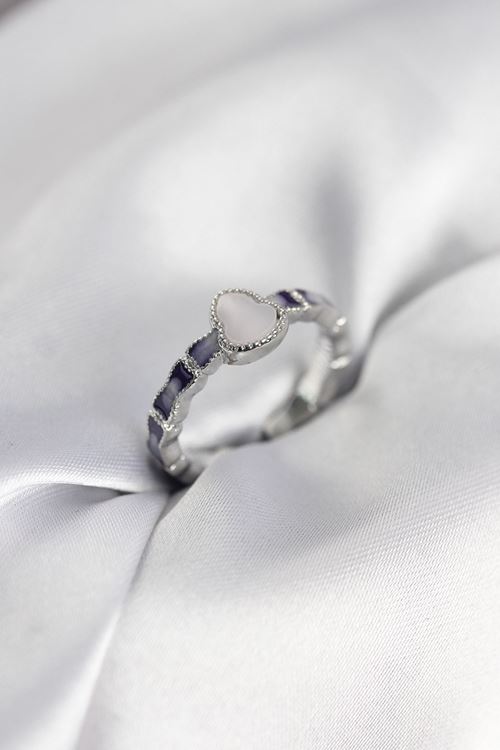 YRTCL Gümüş Renk Mineli Su Kabağı Model Kadın Yüzük