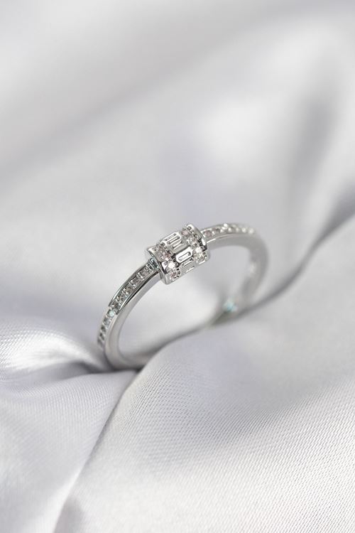 YRTCL Zirkon Taşlı Gümüş Renk Pirinç Kadın Yüzük