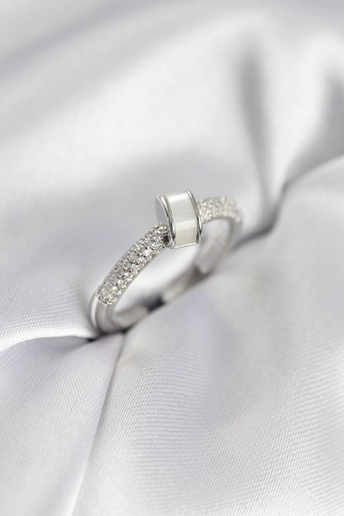 YRTCL Zirkon Taşlı Sedefli Gümüş Renk Kadın Yüzük