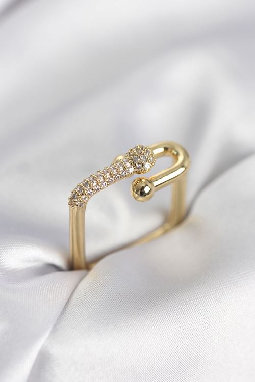 YRTCL Gold Renk Zirkon Taşlı Tifani Model Kare Kadın Yüzük