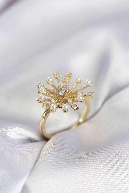 YRTCL Gold Renk Karahindiba Model Zirkon Taşlı Kadın Yüzük