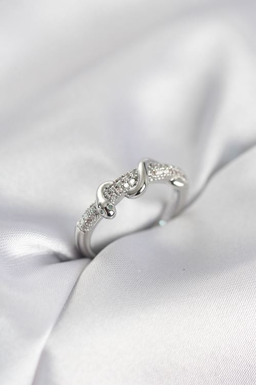 YRTCL Gümüş Renk Zirkon Taşlı Sarmal Yılan Model Kadın Yüzük