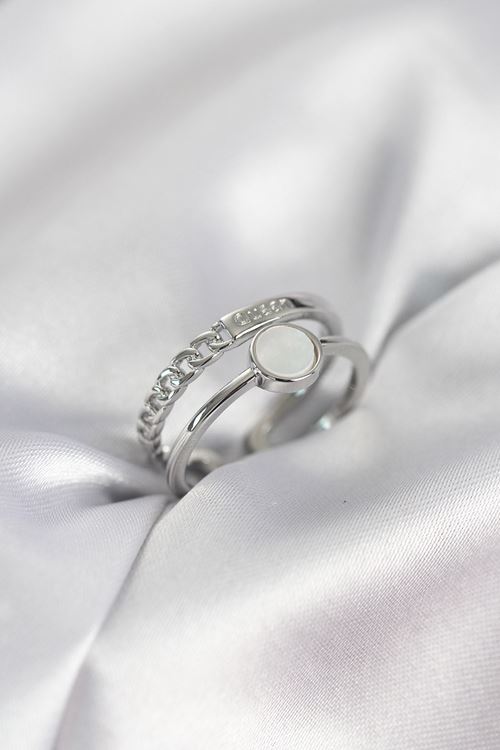 YRTCL Minimal Queen Yazılı Gümüş Renk Pirinç Kadın Yüzük