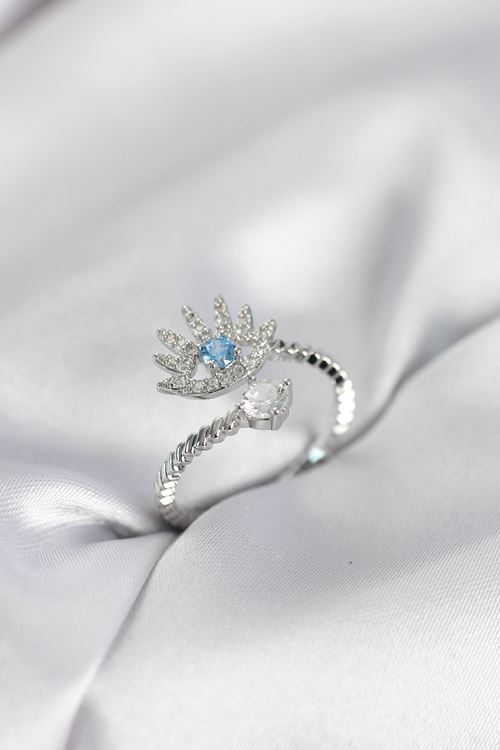 YRTCL Gümüş Renk Göz Model Zirkon Taşlı Kadın Yüzük