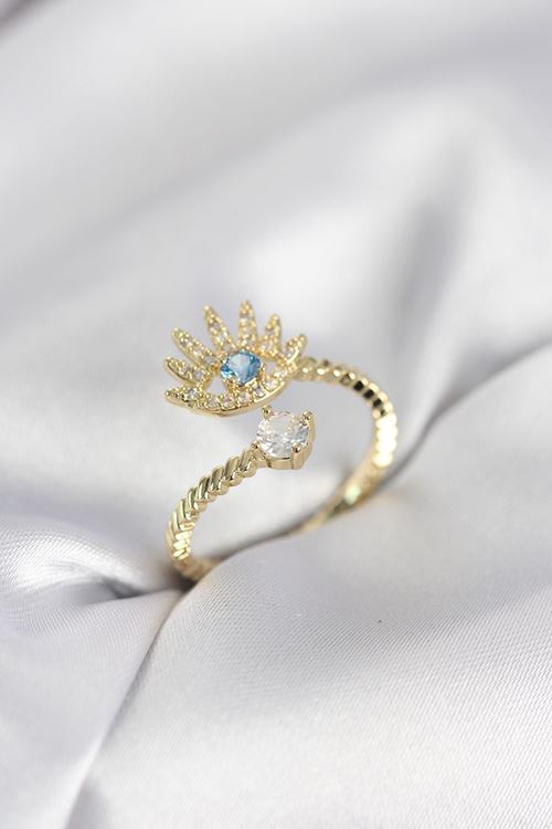 YRTCL Gold Renk Göz Model Zirkon Taşlı Kadın Yüzük