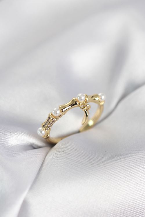 YRTCL Gold Renk Sallantılı Kemik Model Kadın Yüzük