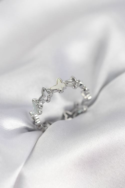 YRTCL Gümüş Renk Kelebek Model Pirinç Kadın Yüzük