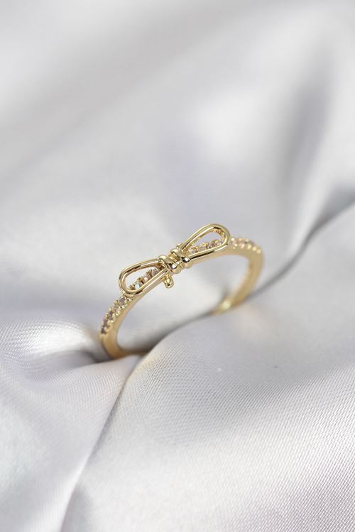 YRTCL Fiyonk Model Zirkon Taşlı Gold Renk Kadın Yüzük