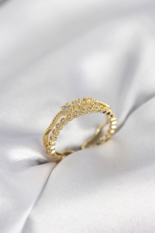 YRTCL Gold Renk Minimal Yıldızlı Model Kadın Yüzük