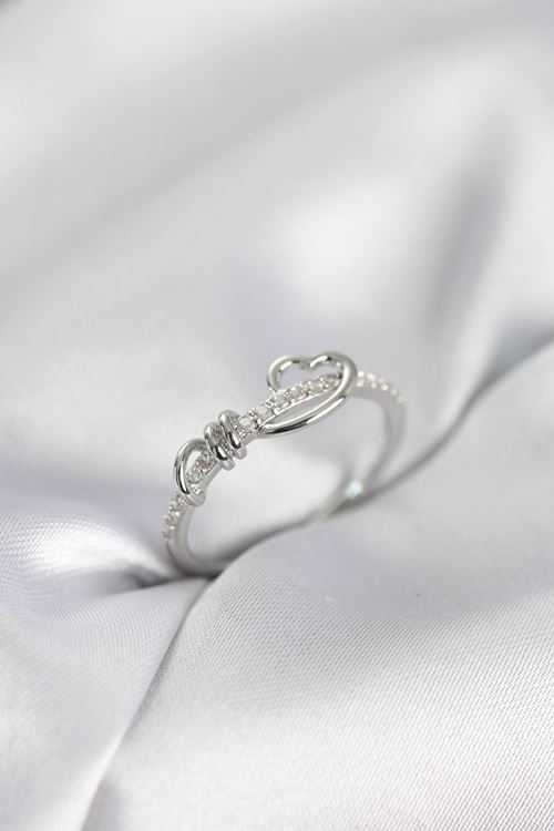 YRTCL Sarmal Kalp Model Zirkon Taşlı Gümüş Renk Kadın Yüzük