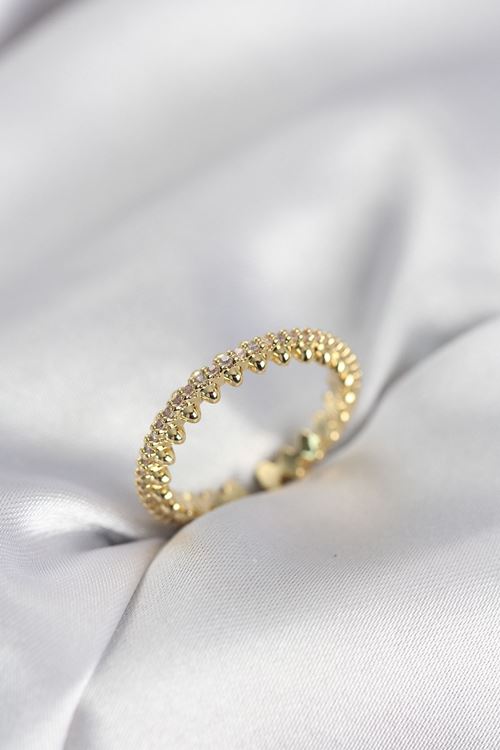 YRTCL Gold Renk Sıralı Zirkon Taşlı Model Kadın Yüzük