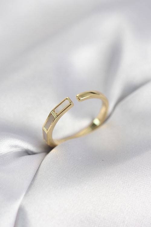 YRTCL Gold Renk Sedefli Çubuk Model Kadın Yüzük