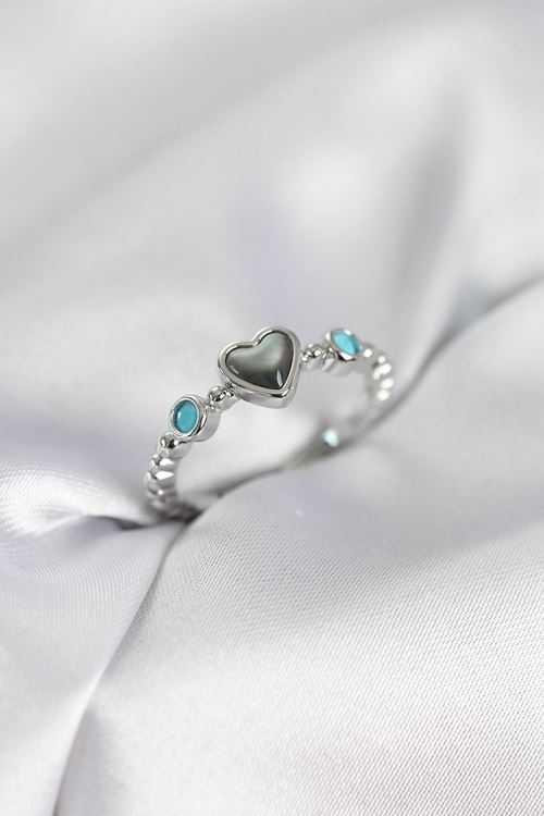 YRTCL Gümüş Renk Hematit Taşlı Kadın Yüzük