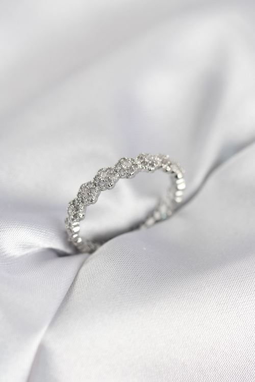 YRTCL Sıralı Çiçek Model Gümüş Renk Zirkon Taşlı Kadın Yüzük