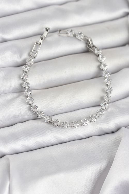 YRTCL Kare Zirkon Taşlı Gümüş Renk Pirinç Su Yolu Kadın Bileklik