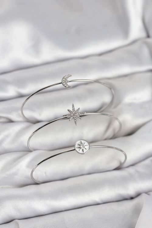 YRTCL Gümüş Renk Zirkon Taşlı Kutup Yıldızı Model 3'lü Kadın Bileklik Kombini