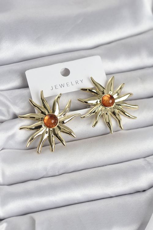 YRTCL Güneş Model Gold Renk Pirinç Kadın Küpe