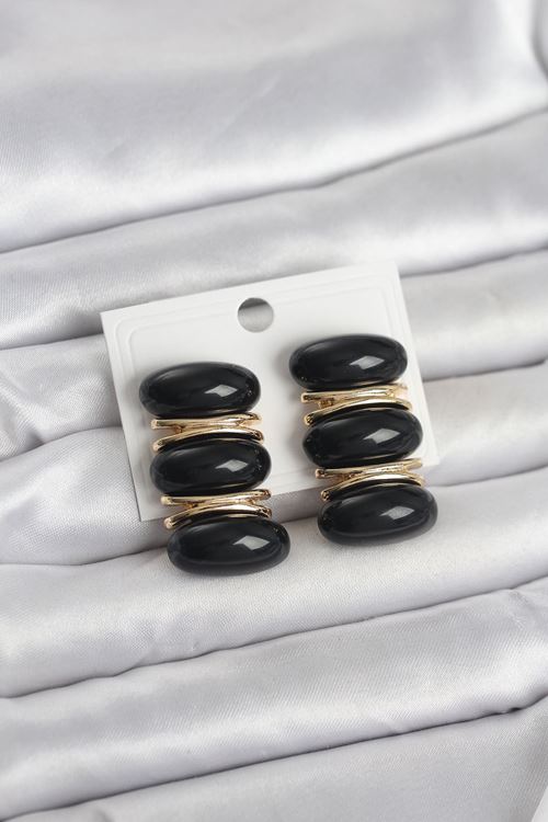 YRTCL Siyah Vintage Model Gold Renk Kadın Küpe