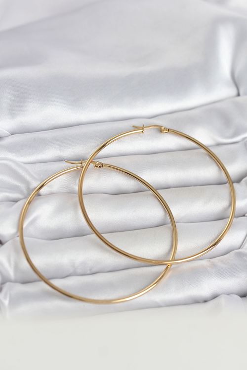 YRTCL 316L Çelik Gold Renk 70 mm Kadın Halka Küpe