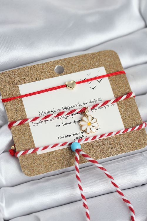 YRTCL Marteniçka Bileklik 3'lü Papatya ve Kalp Model