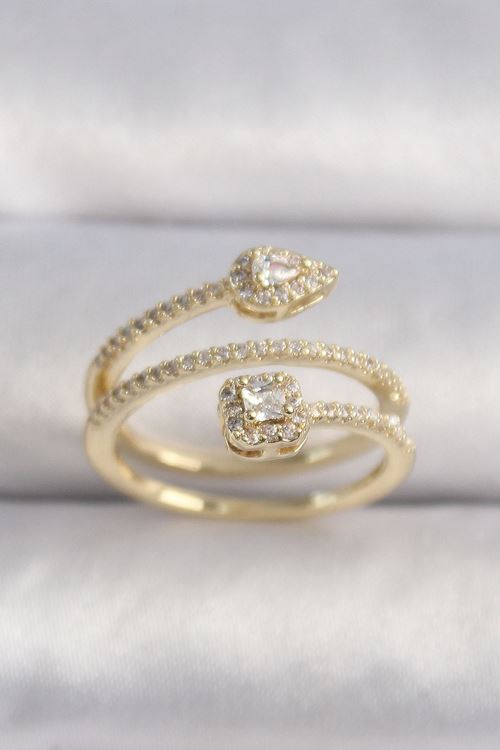 YRTCL Pirinç Gold Renk Zirkon Taşlı Ok Model VIP Seri Kadın Yüzük