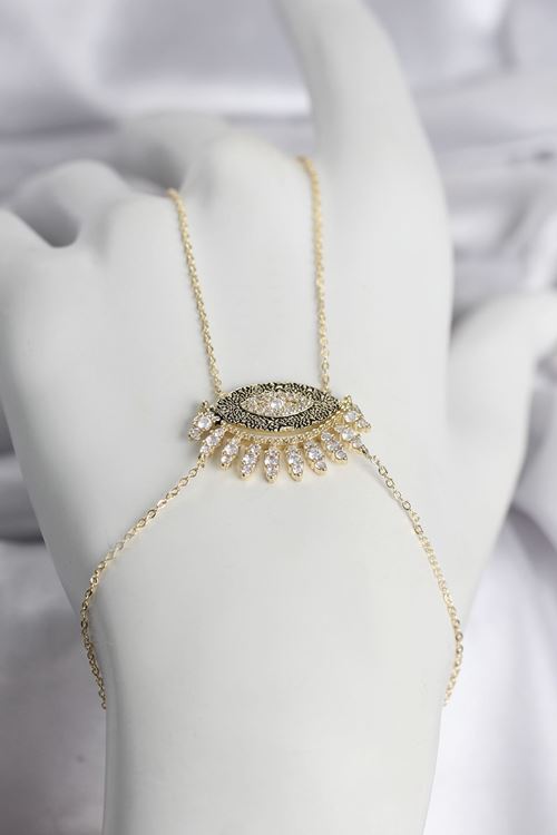 YRTCL Pirinç Gold Renk Zirkon Taşlı Göz Model Kadın Şahmeran