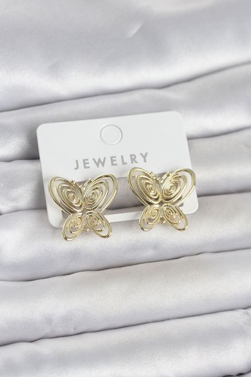 YRTCL Füsun Küpesi Model Gold Renk Kelebek Model Pirinç Kadın Küpe