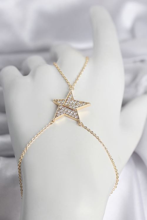 YRTCL Pirinç Gold Renk Zirkon Taşlı Yıldız Model Kadın Şahmeran