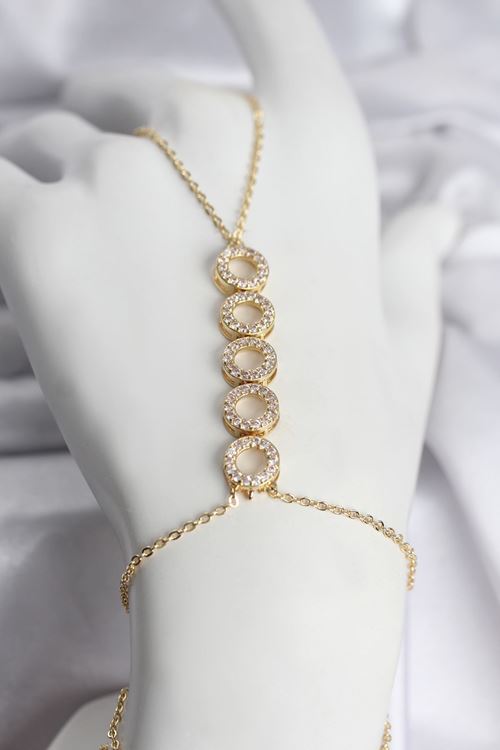 YRTCL Pirinç Gold Renk Zirkon Taşlı Sıralı Halka Model Kadın Şahmeran