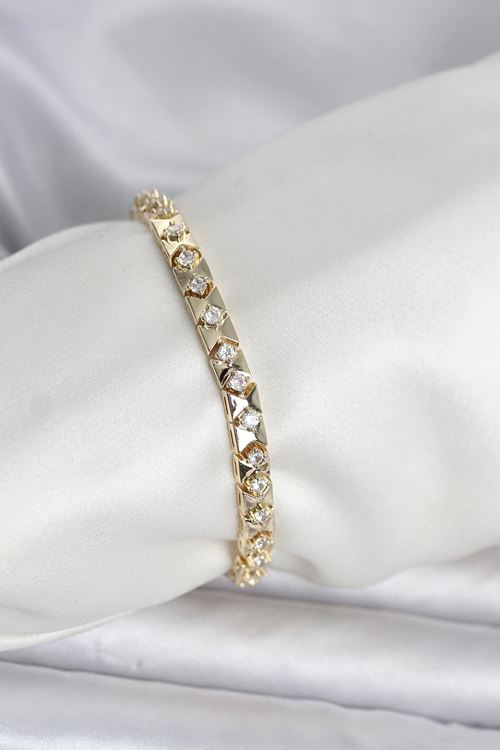 YRTCL Pirinç Gold Renk Zirkon Taşlı Kadın Bileklik