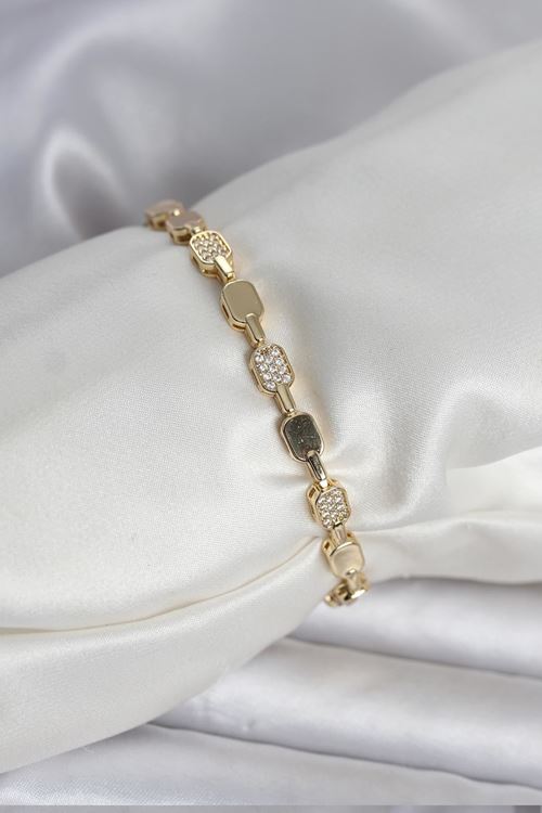 YRTCL Pirinç Zirkon Taşlı Gold Renk Kadın Bileklik