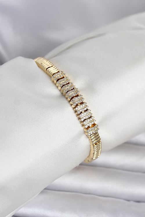 YRTCL Pirinç Gold Renk Zirkon Taşlı Kadın Bileklik