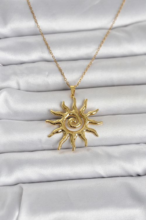 YRTCL 316L Çelik Gold Renk Bohem Güneş Model Kadın Kolye