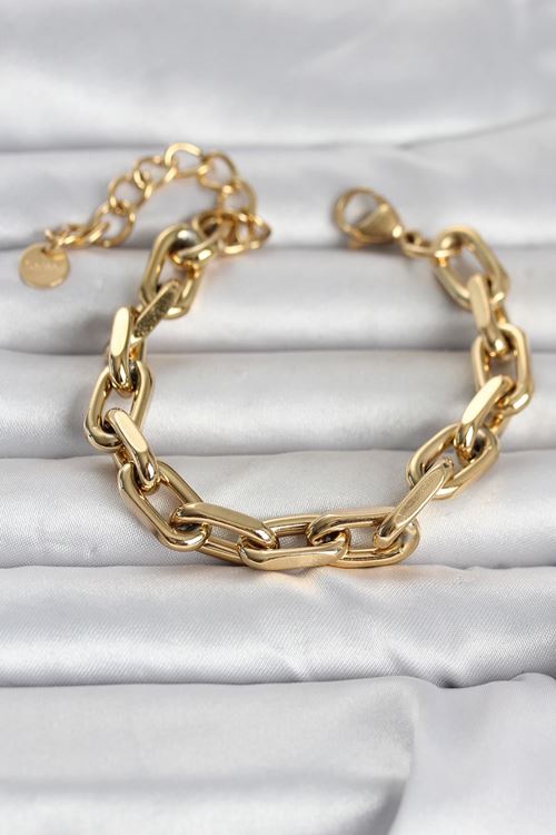 YRTCL 316L Çelik Gold Renk Kalın Zincirli Kadın Bileklik