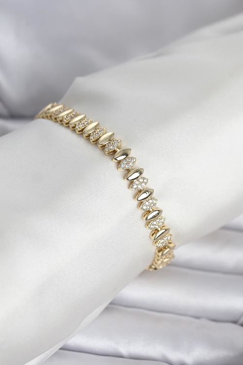 YRTCL Pirinç Gold Renk Arpa Model Kadın Bileklik
