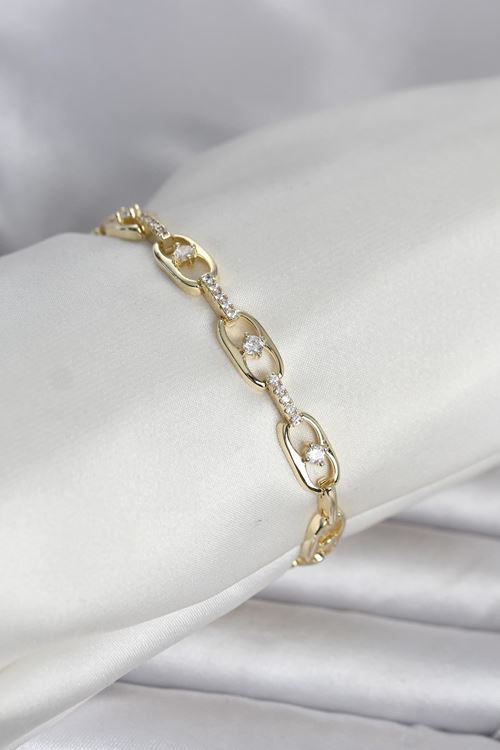 YRTCL Pirinç Gold Renk Zirkon Taşlı Kadın Bileklik