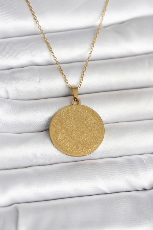 YRTCL 316L Çelik Gold Renk Ayetel Kürsi Yazılı Kolye