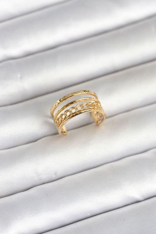 YRTCL 316L Çelik Gold Renk Zincirli Vintage Model Kadın Yüzük