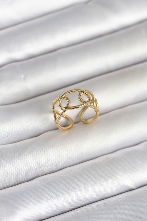 YRTCL 316L Çelik Gold Renk Zincir Model Kadın Yüzük