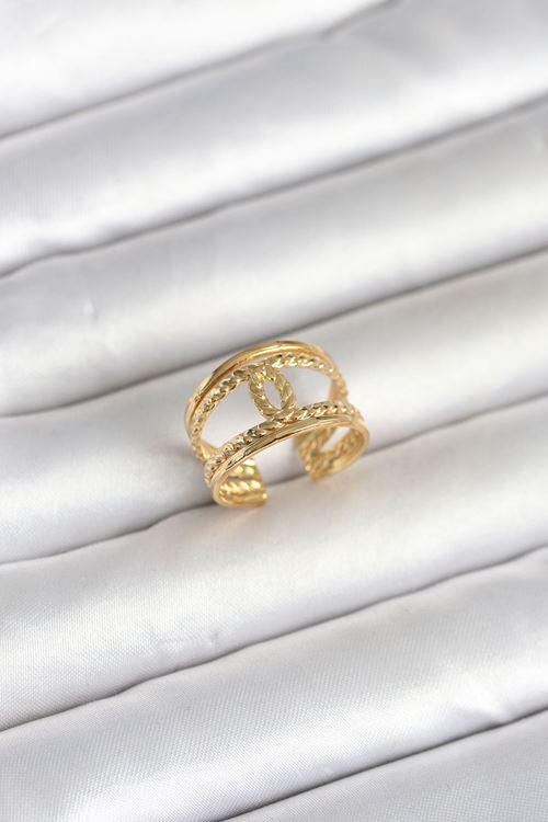 YRTCL 316L Çelik Gold Renk Burgu Düğüm Model Kadın Yüzük