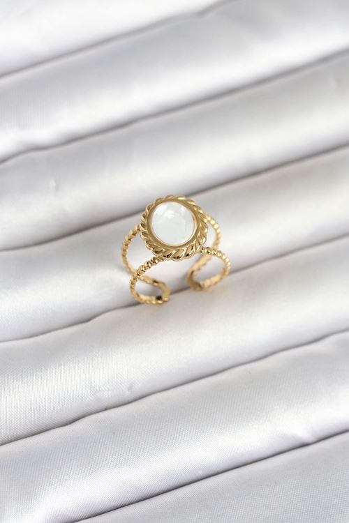 YRTCL 316L Çelik Gold Renk Sedefli Vintage Kadın Yüzük