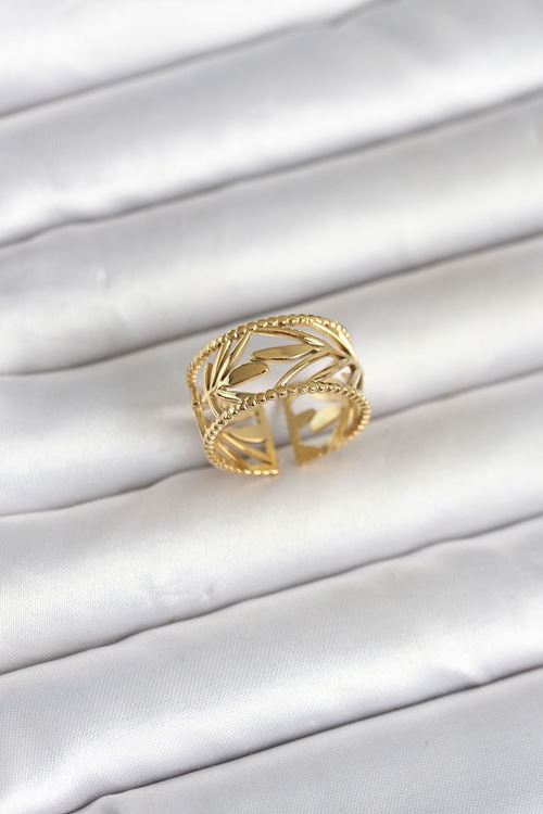 YRTCL 316L Çelik Gold Renk Başak Model Kadın Yüzük