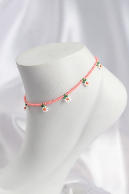 YRTCL Pembe Renk Boncuklu Papatya Motifli Halhal