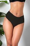 YRTCL 3'LÜ PAKET DİKİŞSİZ, İZ YAPMAZ, LAZER KESİM, YÜKSEK BEL SLİP KÜLOT SİYAH (MGP21263)
