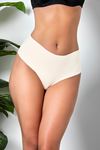 YRTCL 3'LÜ PAKET DİKİŞSİZ, İZ YAPMAZ, LAZER KESİM, YÜKSEK BEL SLİP KÜLOT EKRU (MGP21263)