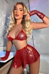 YRTCL Kadın Kırmızı Seksi Pullu Fantezi Kostüm Clup Elbise