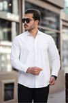 YRTCL Erkek Büyük Beden Beyaz kejil Casual Pamuk Poplin Kumaş Gömlek