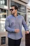 YRTCL Erkek Büyük Beden Pamuk Şamre Kumaş Cepsiz Gri Renk Gömlek