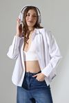 YRTCL Kadın Gömlek Beyaz Renk Oversize Rahat Kesim Poplin Kumaş Gomlek