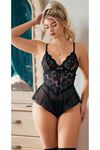 YRTCL Kadın Seksi Siyah Babydoll Fantezi Gecelik